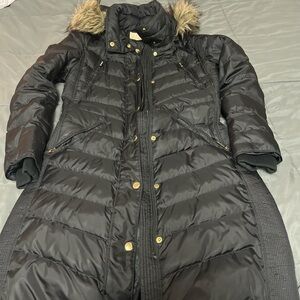 Michael Kors Black Puffer Jacket with Faux Fur